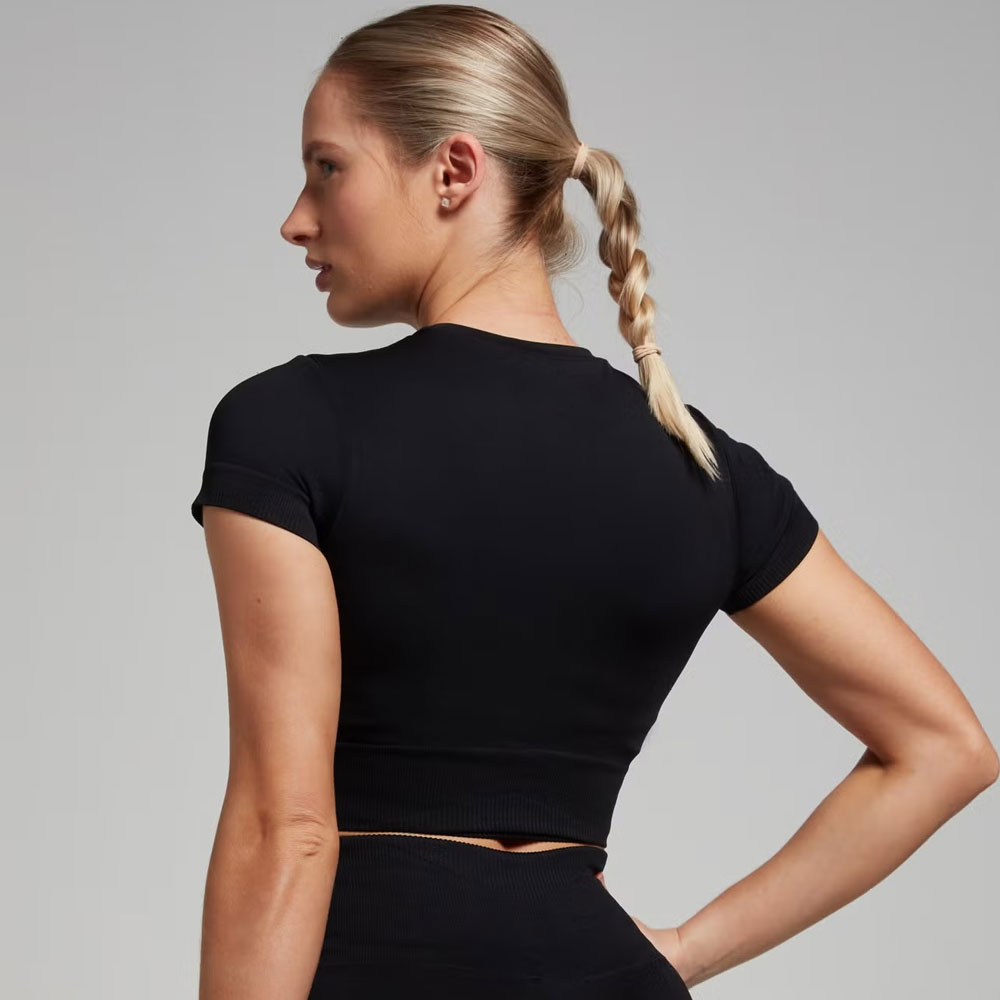 Women’s Tempo Seamless Crop Top – Black
