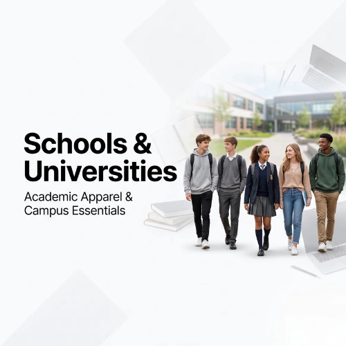Group of students in campus outfits walking at university, representing school uniforms and academic apparel